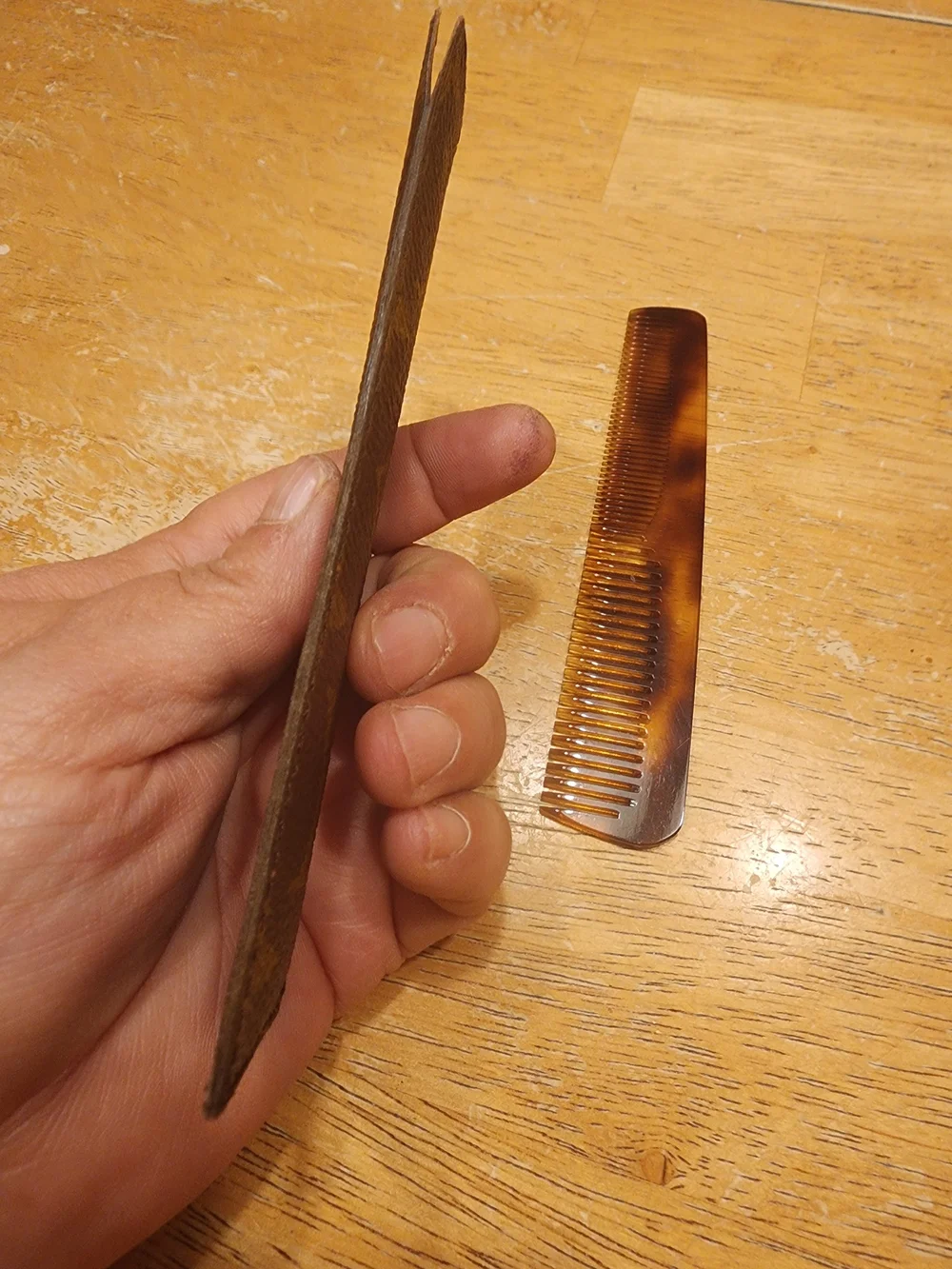 Rare VintageLouis Vuitton Tortoiseshell-Pattern Pocket Comb with Monogram Sleeve